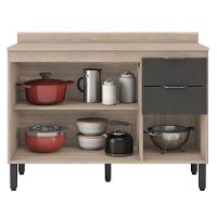 Balcão De Cozinha Firenze Com Tampo 120 Cm Avena Grafito - Demóbile - 3