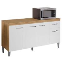 Balcão De Cozinha Gabriela Com Tampo 150cm Amêndoa Branco - Ajl - 1