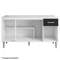 Balcão De Cozinha Gabriela Com Tampo 150cm Amêndoa Branco - Ajl - 3