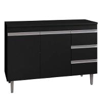 Balcão De Cozinha Andréia Com Tampo 100 Cm Preto Fosco - Ajl - 1