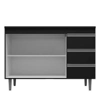 Balcão De Cozinha Andréia Com Tampo 100 Cm Preto Fosco - Ajl - 3