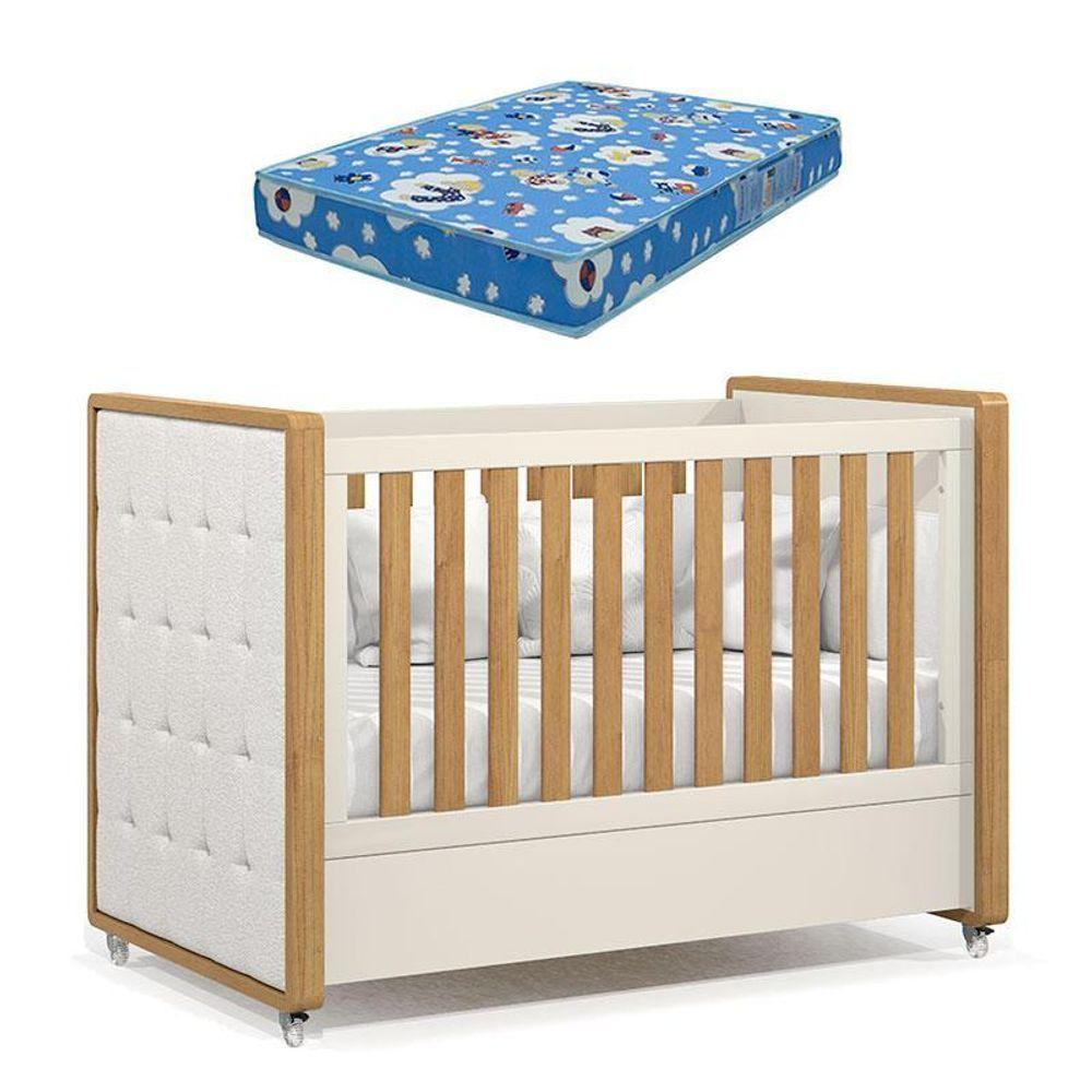 Berço Americano Tutto New Freijó Off White Com Capitonê New Boucle E Colchão Ortobom - Matic - 1