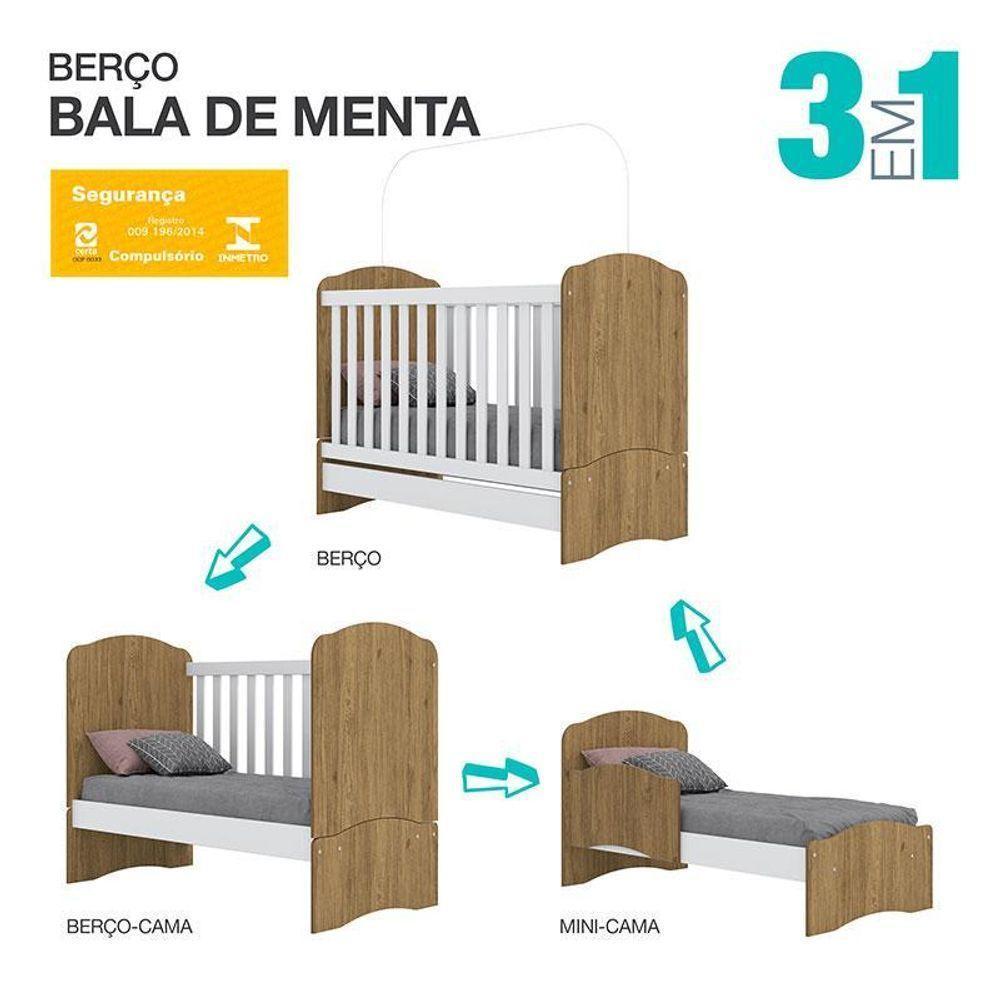 Berço Nacional Bala De Menta E Cômoda Infantil Pique-esconde Rústico Branco Com Colchão Gazin – Henn - 5