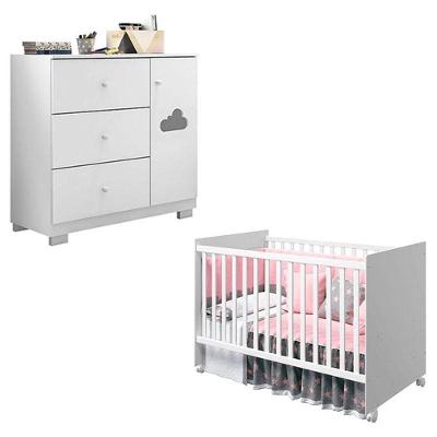 Berço Americano Tico E Cômoda Infantil Ane Branco Brilho – Phoenix Baby