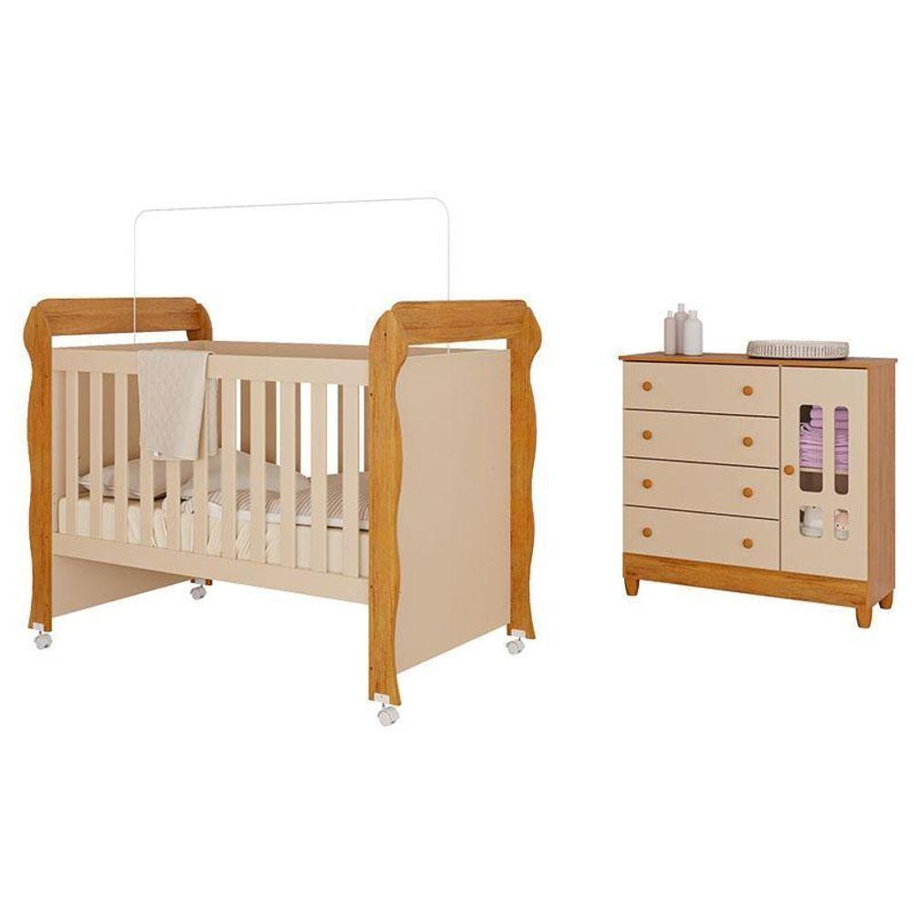 Berço Americano Mirelle E Cômoda Infantil Ariel Off White Bétula– Carolina Baby - 1