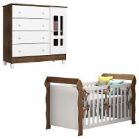 Berço Americano Lara E Cômoda Ariel Branco Acetinado Amadeirado - Carolina - 1