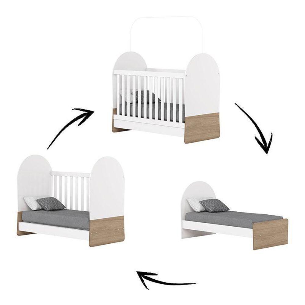 Guarda Roupa 3 Portas E Berço Mini Cama Magia Branco Jequitibá Hp Com Colchão 130x60 Ortobom - Henn - 2