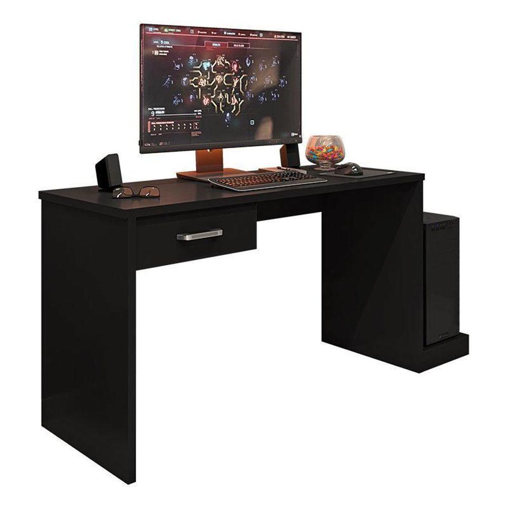 Mesa Para Computador Gamer Drx 9000 E Livreiro Office Com Portas Pequenas Preto Trama - Móveis Leão - 2