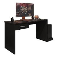 Mesa Para Computador Gamer Drx 9000 E Livreiro Office Com Portas Pequenas Preto Trama - Móveis Leão - 2