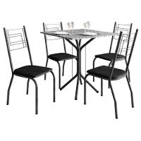 Mesa De Jantar Ambiente Thais 70x70 Cm Com Granito Ocre Itabira Com 4 Cadeiras 063 Preto - Artefamol - 6