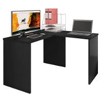 Mesa Para Computador Gávea Com Extensora E Livreiro Office Preto Trama - Móveis Leão - 5