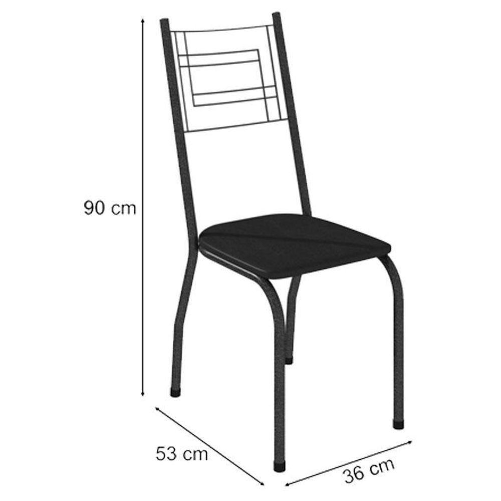 Mesa De Jantar Ambiente Bruna 100x60 Cm Com Granito Ocre Itabira Com 4 Cadeiras 063 Preto – Artefamol - 4