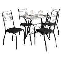 Mesa De Jantar Ambiente Bruna 100x60 Cm Com Granito Ocre Itabira Com 4 Cadeiras 063 Preto – Artefamol - 5