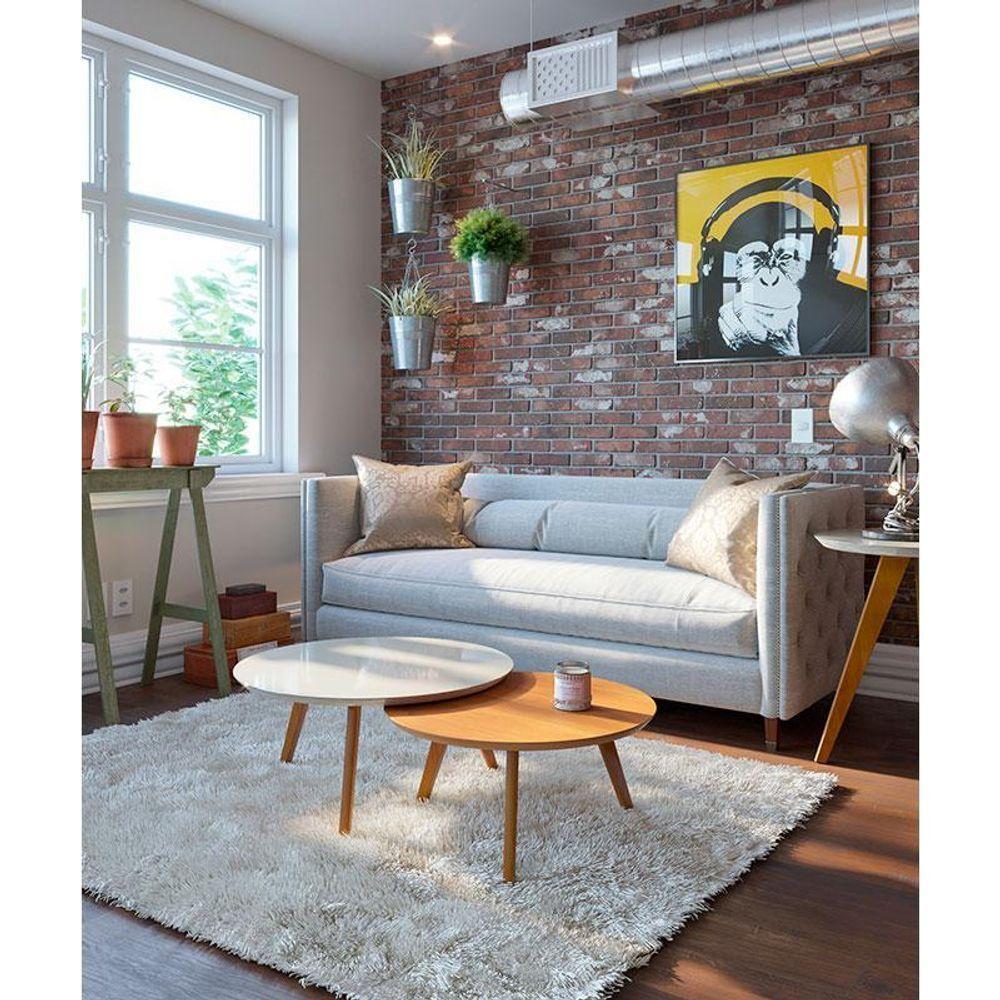 Kit Mesa De Centro Classic Redonda Off White Nature - Imcal - 3