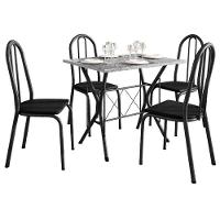 Mesa De Jantar Bruna 100x60 Cm Com Granito Ocre Itabira Com 4 Cadeiras 050 Preto - Artefamol - 1