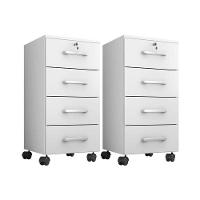 Kit 2 Gaveteiros Para Escritório Gávea Com Chave Branco Fosco – Móveis Leão - 1