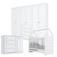 Quarto De Bebê Americano 6 Portas Com Berço Montessoriano Branco Hp - Henn - 1