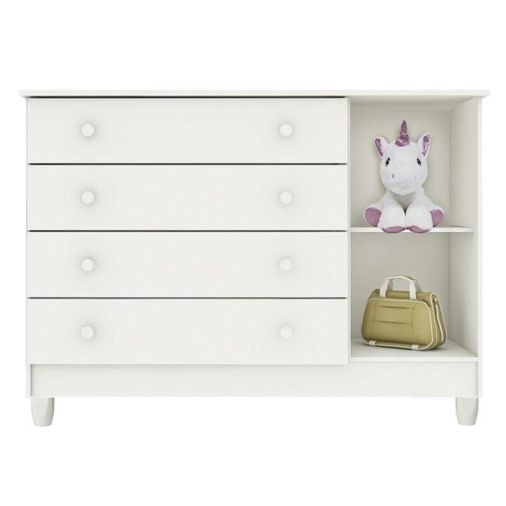 Quarto De Bebê New Selena 4 Portas Com Berço Lila E Cômoda Gran Selena Branco Brilho – Carolina Móveis - 5