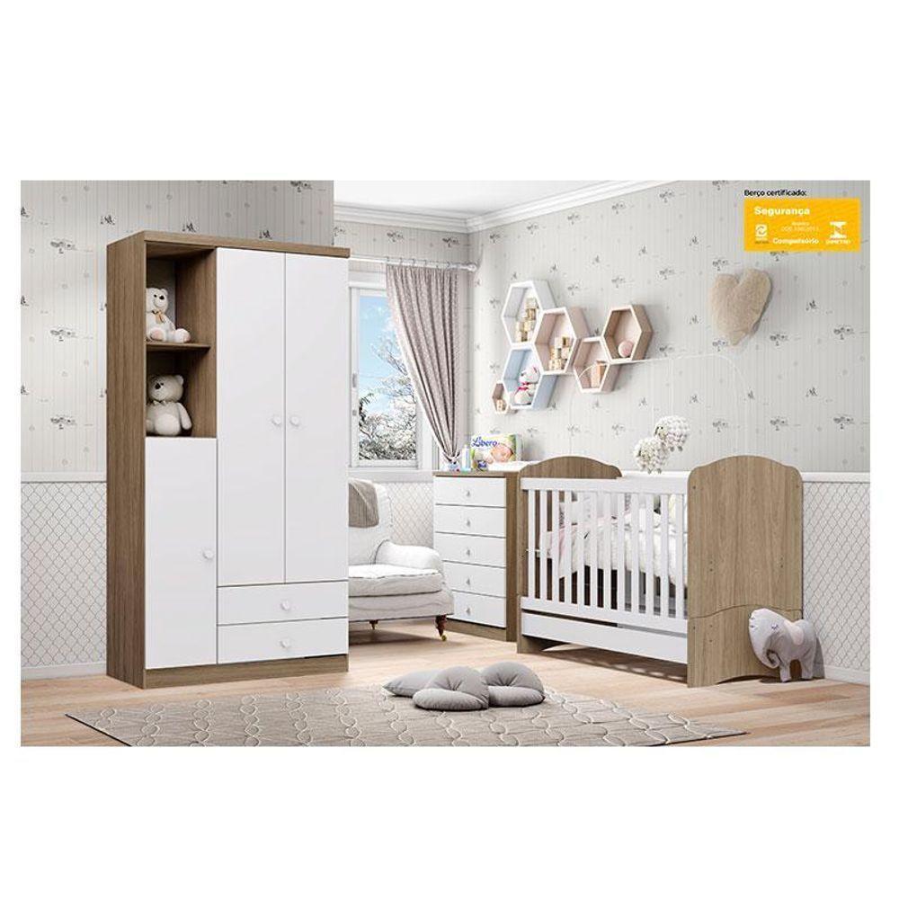 Quarto De Bebê Pique-esconde Com Berço Bala De Menta Rústico Branco E Colchão Ortobom - Henn - 8