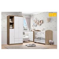 Quarto De Bebê Pique-esconde Com Berço Bala De Menta Rústico Branco E Colchão Ortobom - Henn - 8