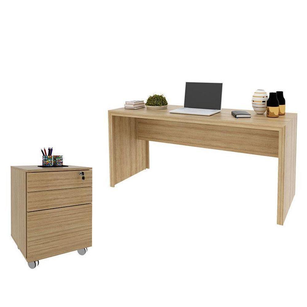 Mesa Para Escritório Me4109 E Armário Gaveteiro Arquivo Me4148 Amêndoa - Tecnomobili - 1