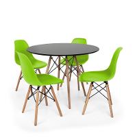Kit Mesa Eiffel 100cm Preta 04 Cadeiras Charles Eames Verde - 1