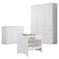 Quarto De Bebê Eloá Com Berço Americano Retro Maya Branco Acetinado – Phoenix Baby - 1