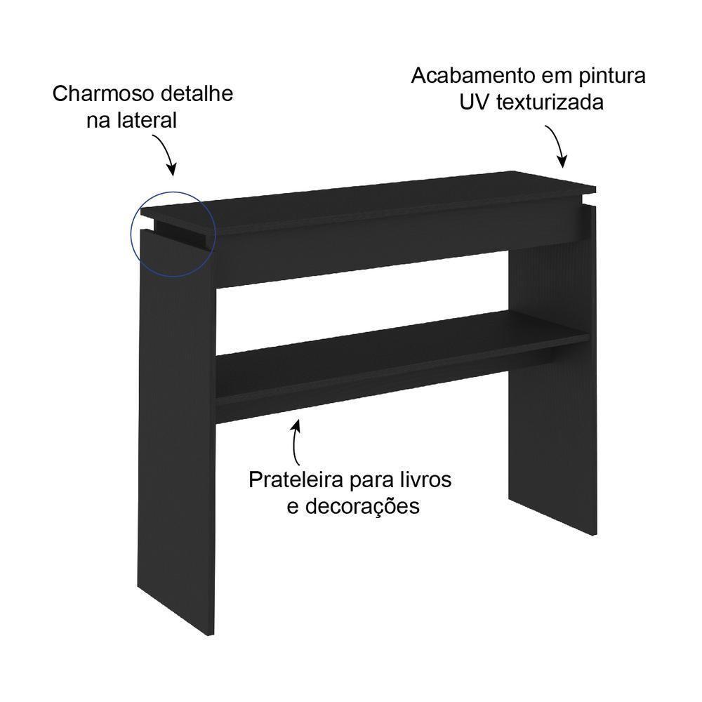 Aparador 100Cm Com Prateleira Multimóveis Cr50028 Preto Preto - 5