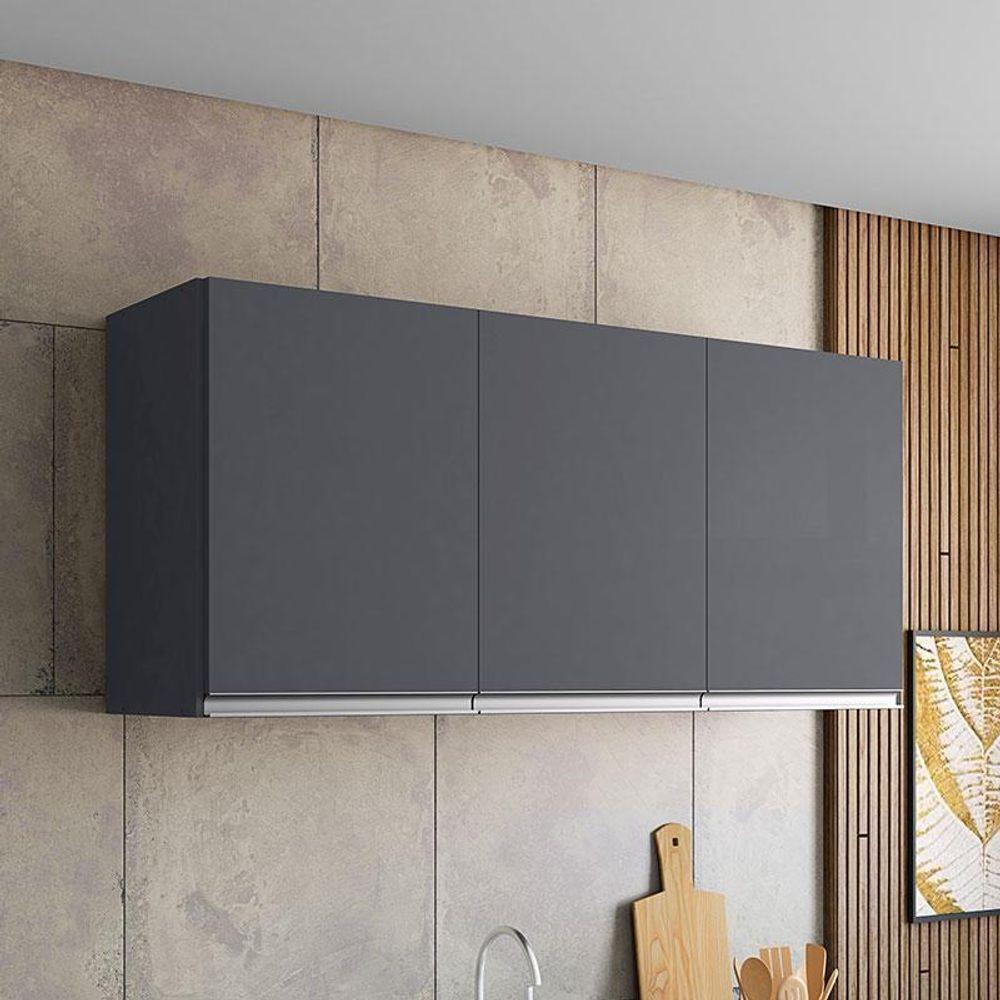 Balcão De Pia Tatiane 100cm E Armário Aéreo Andréia 3 Portas Cinza Fosco - Ajl - 8