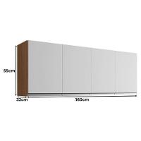 Balcão De Cozinha Com Tampo 160cm E Armário Aéreo Andreia Amêndoa Branco - Ajl - 3