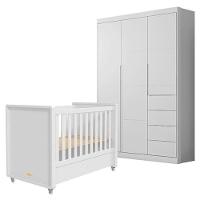 Berço Americano Tutto New E Guarda Roupa Infantil Eloá Branco Acetinado – Phoenix Baby - 1