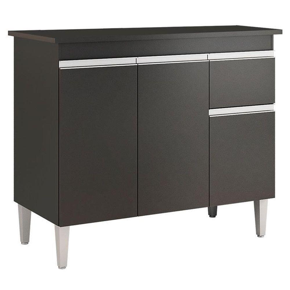 Balcão De Cozinha Ambiente Tatiane Com Tampo 100cm Preto Fosco - Ajl - 5