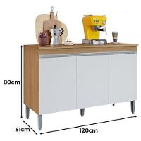 Balcão De Cozinha Manu Com Tampo 120cm Amêndoa Branco - Ajl - 2