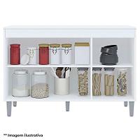 Balcão De Cozinha Manu Com Tampo 120cm Amêndoa Branco - Ajl - 3