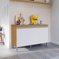 Balcão De Cozinha Manu Com Tampo 120cm Amêndoa Branco - Ajl - 5