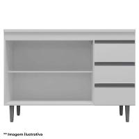 Balcão De Cozinha Ambiente Andréia Com Tampo 120cm Amêndoa Branco - Ajl - 3