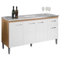 Balcão De Pia Gabriela 150cm Amêndoa Branco - Ajl - 1