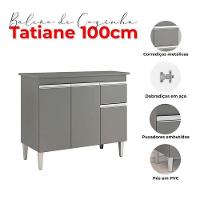 Balcão De Cozinha Ambiente Tatiane Com Tampo 100cm Cinza Fosco - Ajl