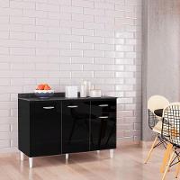 Balcão De Cozinha Com Tampo 120 Cm Preto – Poquema - 3