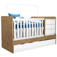 Berço Multifuncional Cléo Branco Acetinado Amadeirado Com Colchão Gazin - Carolina Móveis - 2