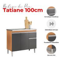 Balcão De Pia Tatiane 100cm Amêndoa Preto - Ajl