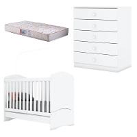 Berço Nacional Bala De Menta E Cômoda Infantil Pique-esconde Branco Com Colchão Gazin – Henn - 1