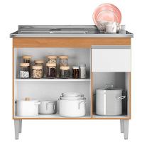 Balcão De Pia Tatiane 100cm Amêndoa Branco - Ajl - 3