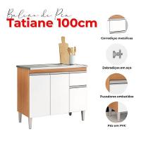 Balcão De Pia Tatiane 100cm Amêndoa Branco - Ajl