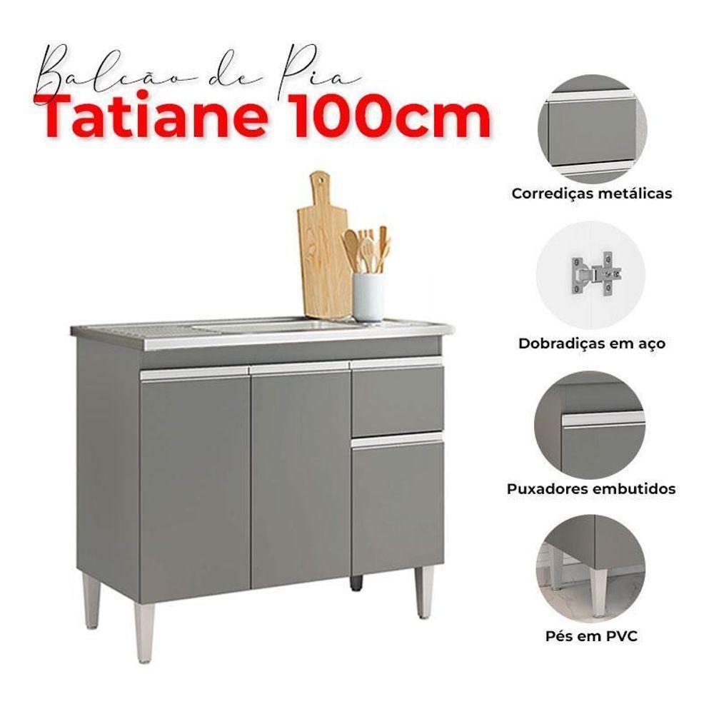 Balcão De Pia Tatiane 100cm Cinza Fosco - Ajl - 4