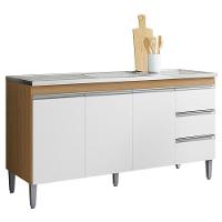 Balcão De Pia Andréia 150cm Amêndoa Branco - Ajl - 1