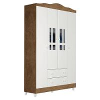 Berço Americano Lara E Guarda Roupa Ariel 4 Portas Branco Acetinado Amadeirado Com Colchão – Carolina - 6
