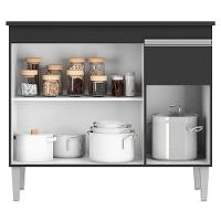 Balcão De Cozinha Tatiane Com Tampo 100cm Preto Fosco - Ajl - 3