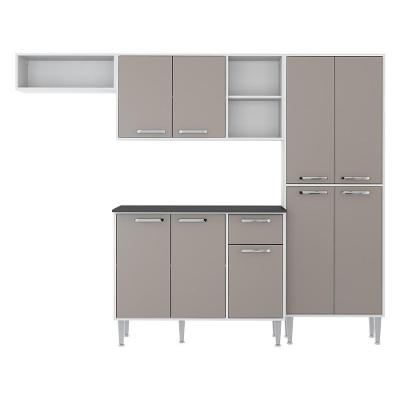 Armário de Cozinha Compacta Xangai 9 Portas 1 Gaveta MDF 231cm Branco