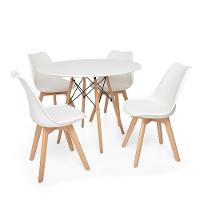 Kit Mesa Jantar Eiffel 120cm Branca + 04 Cadeiras Leda Branca - 1